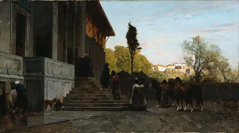 Alberto Pasini, Courtyard in Constantinople