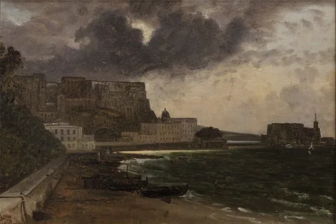 Franz Ludwig Catel, From the Harbour at Naples. Gathering Storm