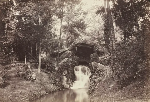 Charles Marville, View of the Small Grotto toward the Deer Pond, Bois de Boulogne
