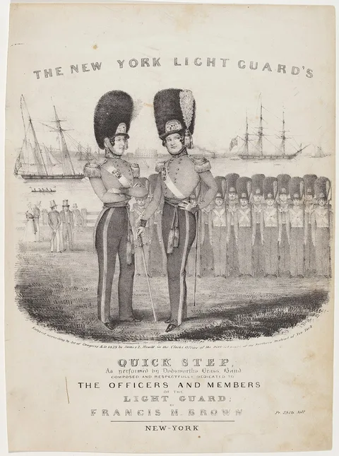 Nathaniel Currier, The New York Light Guard's Quick Step: As Performed by Dodworth's Brass Band. Composed and Respectfully Dedicated to the Officers and Members of the Light Guard; by Francis H. Brown