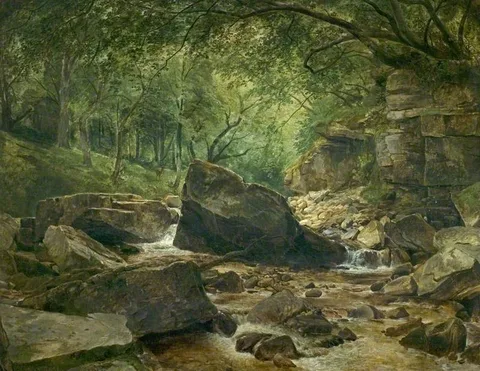 Thomas Creswick, River Scene with Rocks