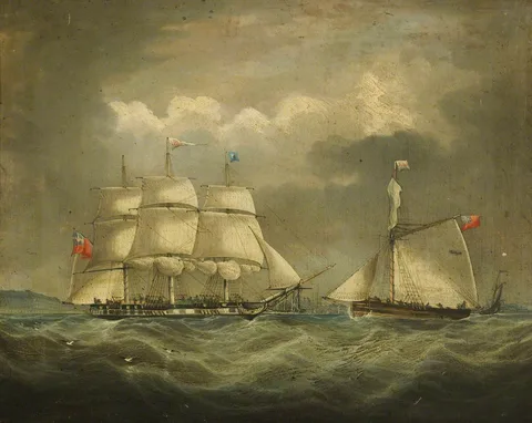 Thomas Buttersworth, The barque Iris at sea