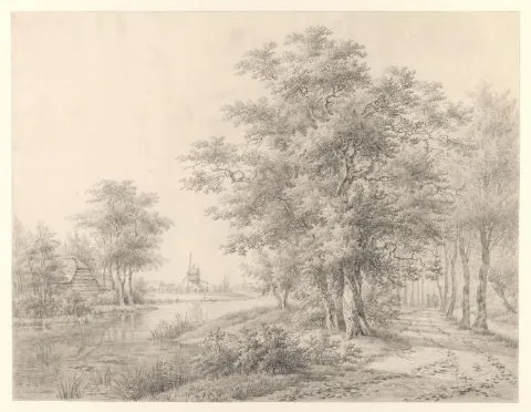 Willem de Klerk, Landschap met een rivier en een landweg