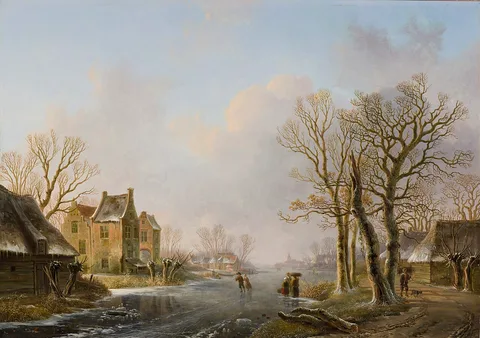 Willem de Klerk, Skaters on a Frozen River, Dordrecht