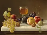 Milne Ramsey, Marble Tabletop with Fruit and Wineglass
