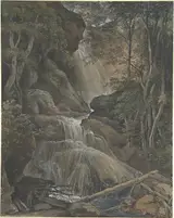 Christoph Nathe, A Waterfall in a Forest at Langhennersdorf