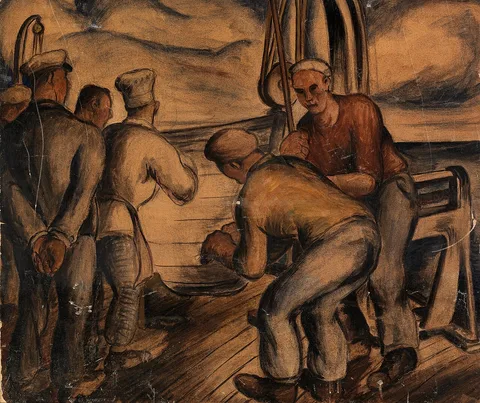 Kenneth Callahan, Life Boat Drill (mural study, Seattle, Washington Marine Hospital)