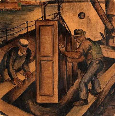 Kenneth Callahan, Loading Cargo (Study for mural, Seattle Washington marine hospital)