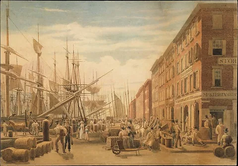 William James Bennett, View of South Street, from Maiden Lane, New York City