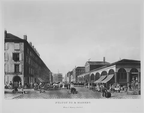 William James Bennett, Fulton Street & Market, New York (The Bennett View of Fulton Street)
