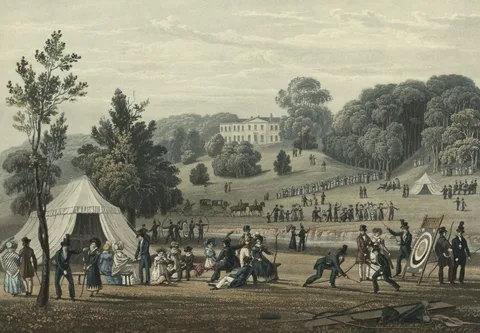 William James Bennett, The meeting of the Royal British Bowmen in the grounds of Erthig, Denbighshire