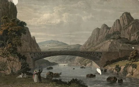 William James Bennett, North west view of Waterloo Bridge, over the river Conway