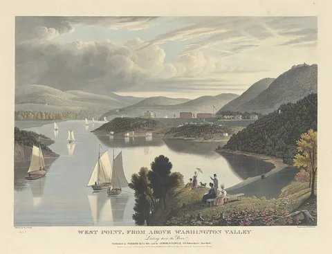 William James Bennett, West Point, from above Washington Valley: Looking down the River