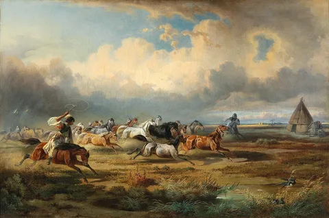 Adolf van der Venne, Herd of Horses on the Puszta