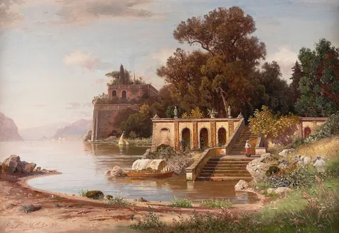Karl Gustav Rodde, Italian villa at a lake