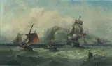 Henry Redmore, Coast Scene, Whitby, North Yorkshire, Vessel Leaving the Harbour