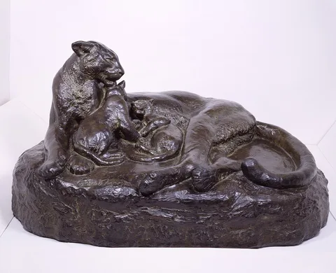 Edward Kemeys, American Panther and Her Cubs