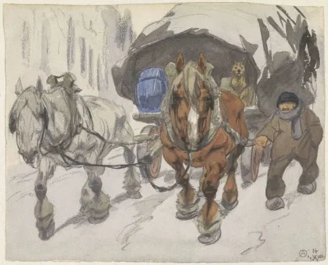 Alfred Ost, Boerenwagen met twee paarden ervoor