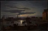 Johan Christian Clausen Dahl, Copenhagen Harbor by Moonlight