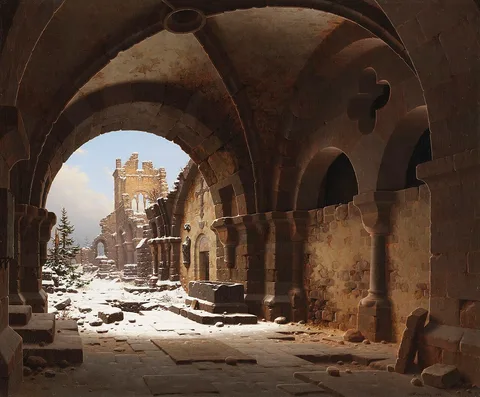 Carl Hasenpflug, View of the Church Ruins in Winter