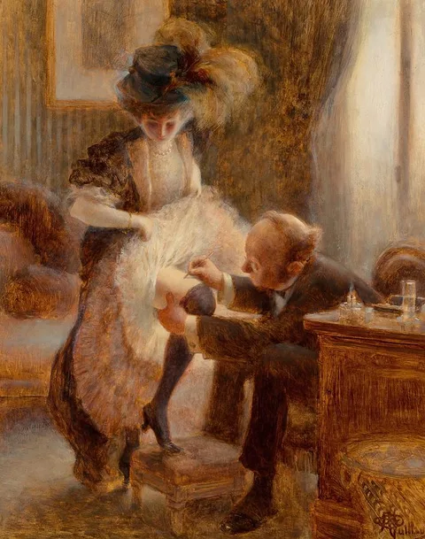 Albert Guillaume, Lifting her petticoat