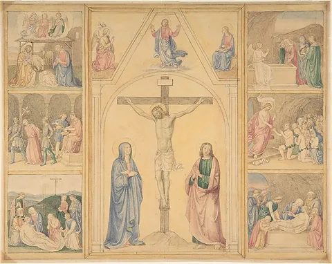 Eduard von Steinle, Christ on the Cross with Six Scenes from the Life of Christ