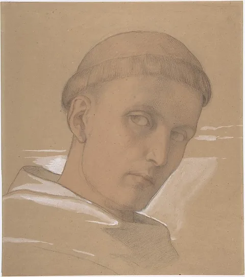 Eduard von Steinle, Study of the Head of St. Augustine, for the painting of the Madonna and Child with Saint Augustine and Bonifacius (1846)