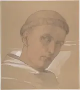 Eduard von Steinle, Study of the Head of St. Augustine, for the painting of the Madonna and Child with Saint Augustine and Bonifacius (1846)