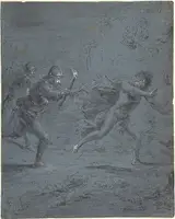 Leonaert Bramer, Night scene with soldiers chasing a fugitive (Mark XIV, 5-52)