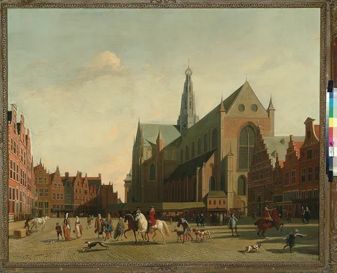 Dirk Maas, Figures on the Grote Markt, in Haarlem