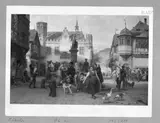 Christian Eduard Boettcher, Scenes in the market-place of a town at the Rhine