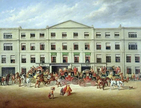 John Maggs, Changing Horses at the 'Plough Inn', Cheltenham, Gloucestershire