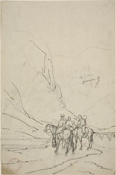 Eugène Fromentin, Men on Horseback Beside River