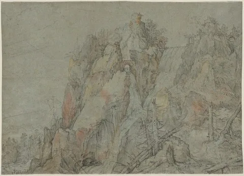 Roelant Savery, Mountainous Landscape with Castles and Waterfalls