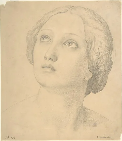 Friedrich Wilhelm Schadow, Head of a Woman Looking Up