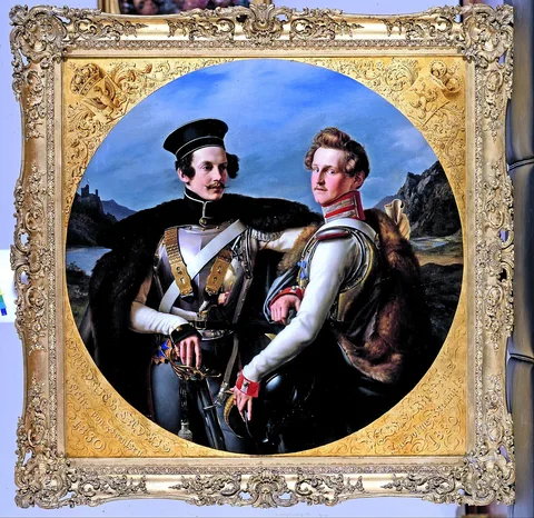 Friedrich Wilhelm Schadow, Double Portrait of Princes Friedrich Wilhelm of Prussia and Wilhelm zu Solms-Braunfels in a Cuirassi...