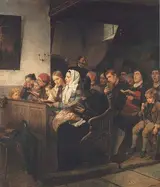 Benjamin Vautier, Village church with worshippers