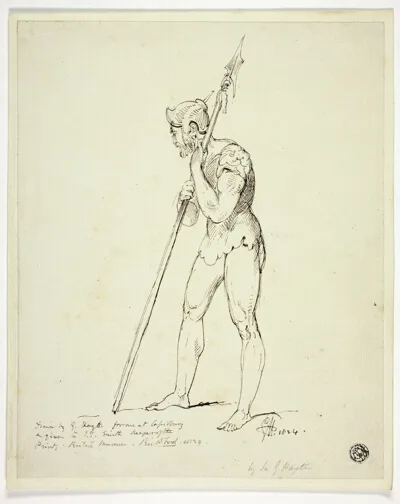 George Hayter, Standing Man in Armour Holding Lance