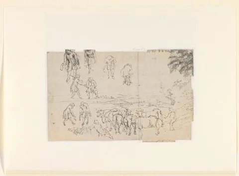 Pieter Bout, Landschap met veedrijver en enkele figuurstudies