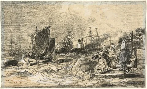 Jules Achille Noël, Breton Port with an Approaching Storm