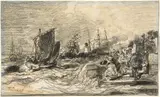 Jules Achille Noël, Breton Port with an Approaching Storm
