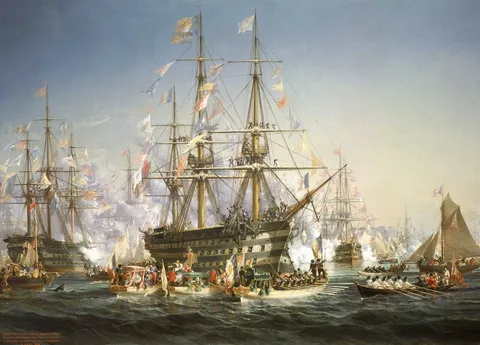 Jules Achille Noël, Napoleon III Receiving Queen Victoria at Cherbourg, 5 August 1858