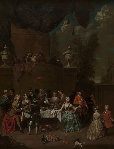 Jan Baptist Lambrechts, Garden party in front of a castle