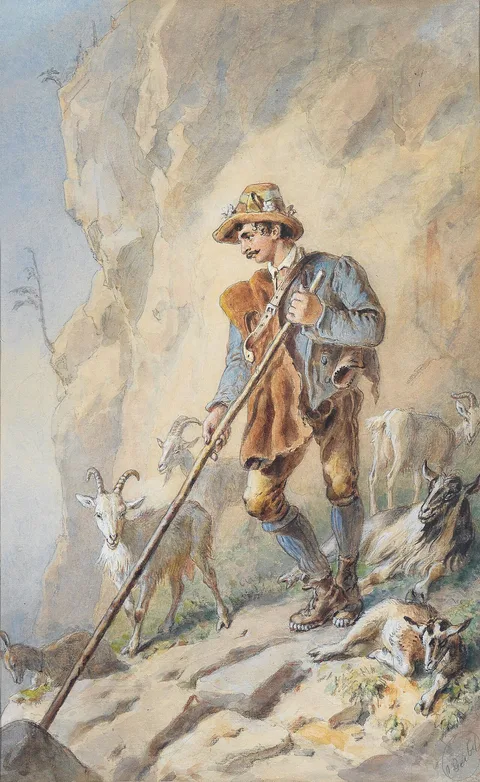 Carl Goebel, Rosenblatt, huntsman in ordinary of Archduke John of Austria as goatherd in the mountains