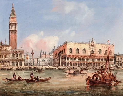 Carlo Grubacs, Venice, a view of the Piazzetta and the Doge’s Palace from the Bacino di San Marco