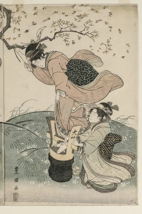 Toyokuni, Cherry Blossoms in the Wind