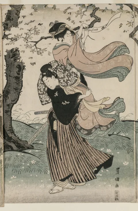 Toyokuni, Cherry Blossoms in the Wind