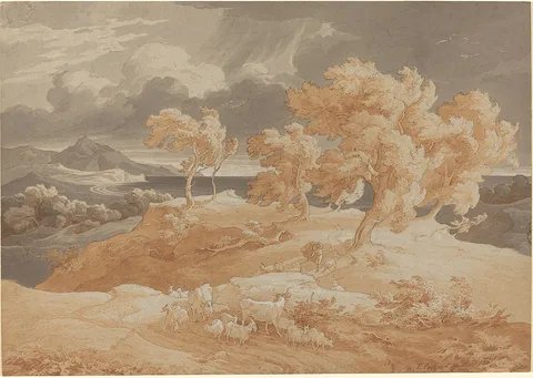 Friedrich Preller d. Ä., Italian Coastal Landscape with a Thunderstorm