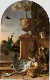 Melchior de Hondecoeter, A Hunter's Bag on a Terrace