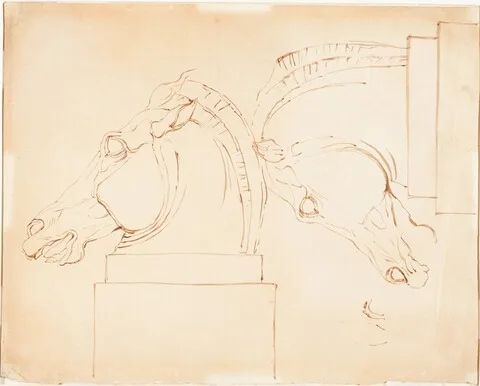 William Etty, The Horse of Selene from the Elgin Marbles [recto]